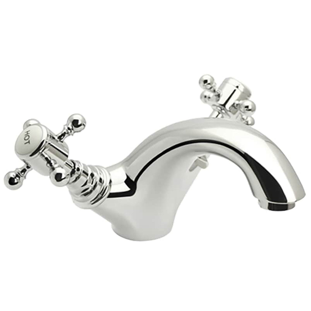 Traditional Bathroom Mono Basin Mixer Tap - Crosshead Handles - Chrome