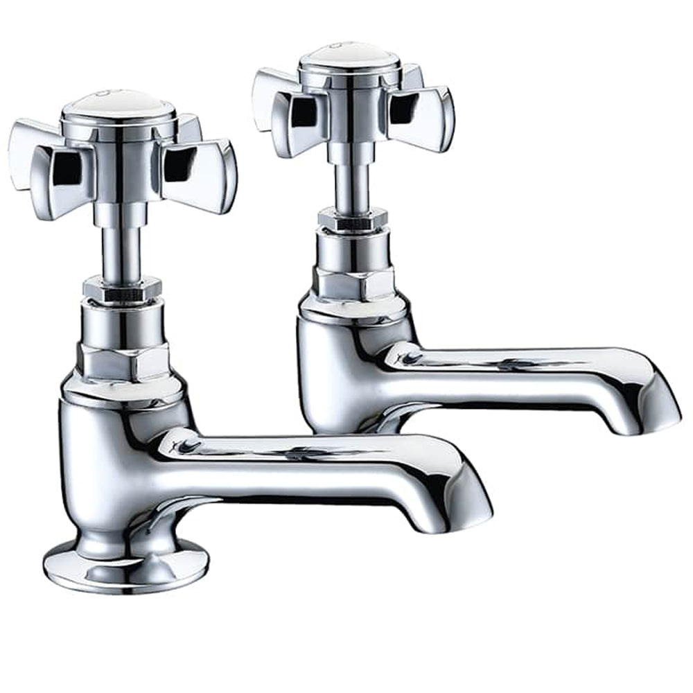 Traditional Crosshead Basin Pillar Taps - Chrome