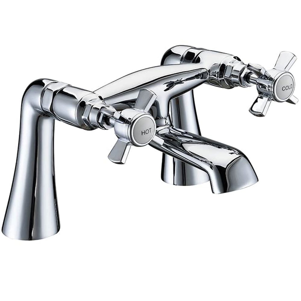 Traditional Crosshead Deck Mounted Bath Filler Tap - Chrome