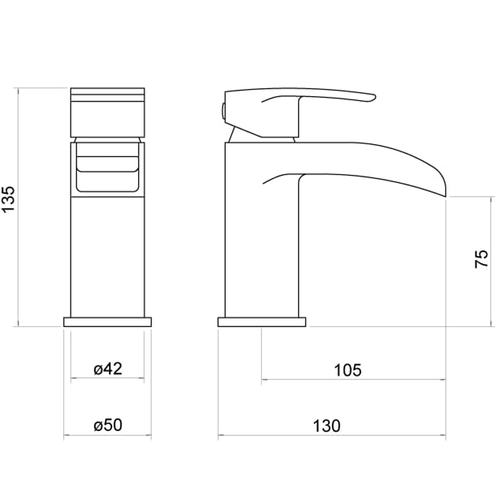 Modern Bathroom Waterfall Spout Mono Basin Mixer Tap - Chrome