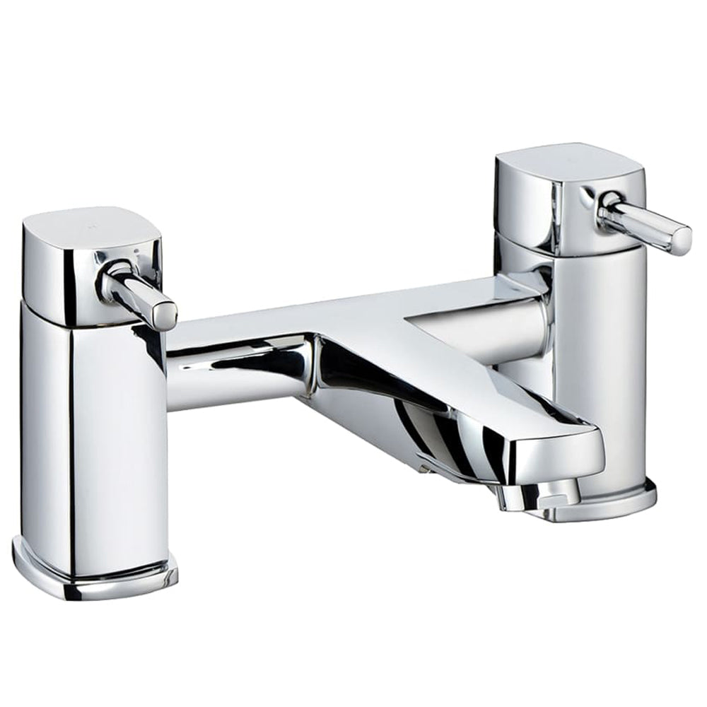 Contemporary Bathroom Soft Square Deck Mounted Bath Filler Tap - Chrome