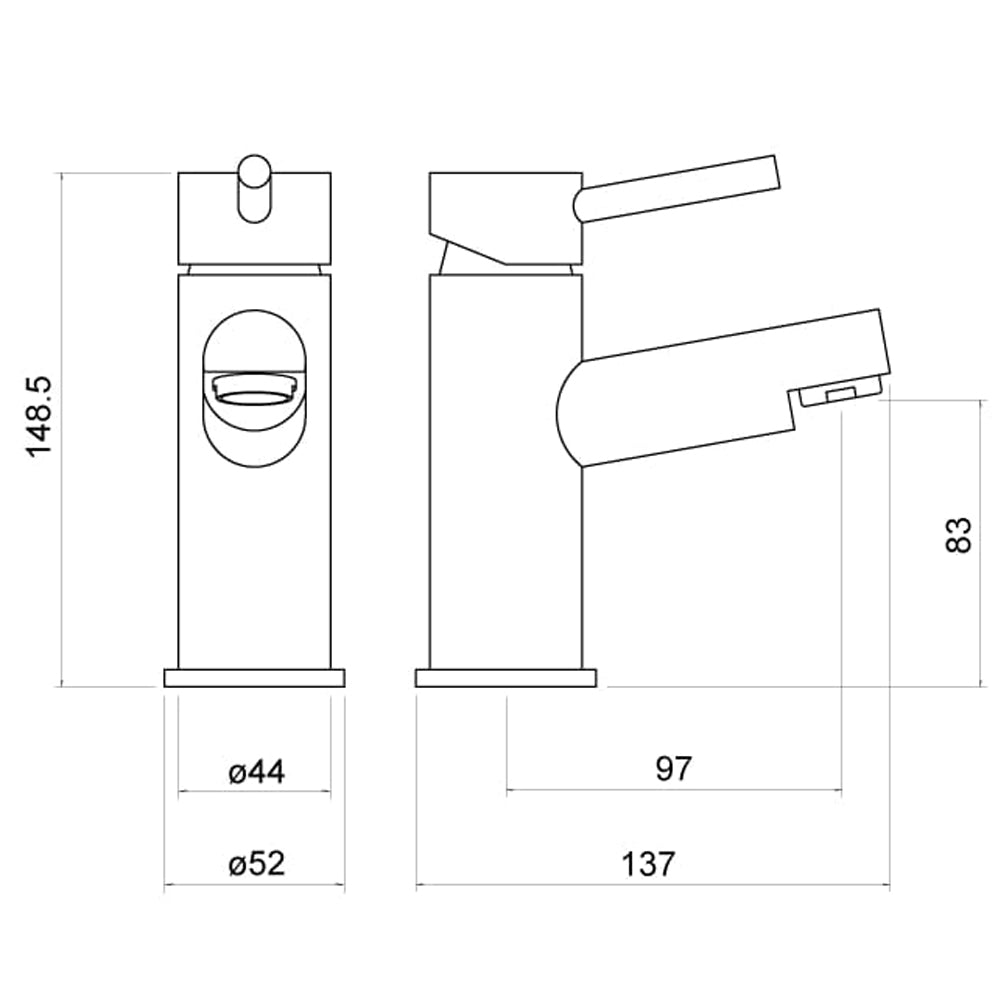 Contemporary Minimalist Round Mono Basin Mixer Tap - Chrome
