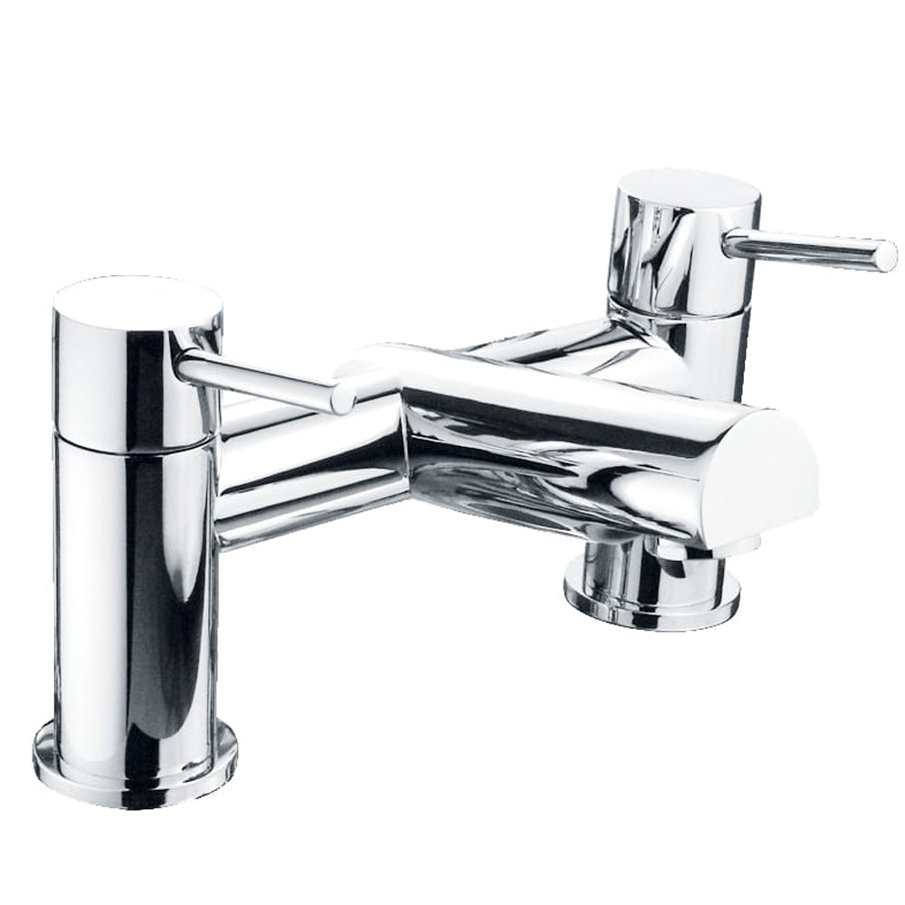 Contemporary Minimalist Round Deck Mounted Bath Filler Tap - Chrome
