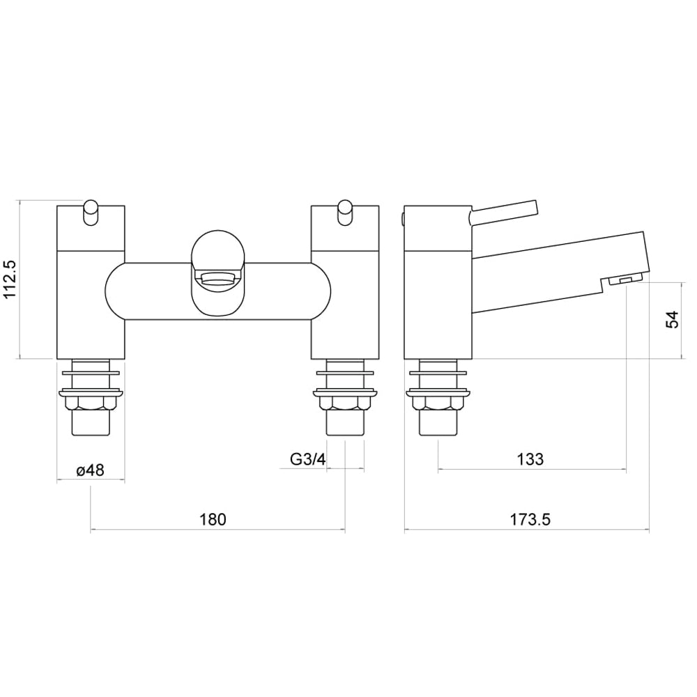 Contemporary Minimalist Round Deck Mounted Bath Filler Tap - Chrome