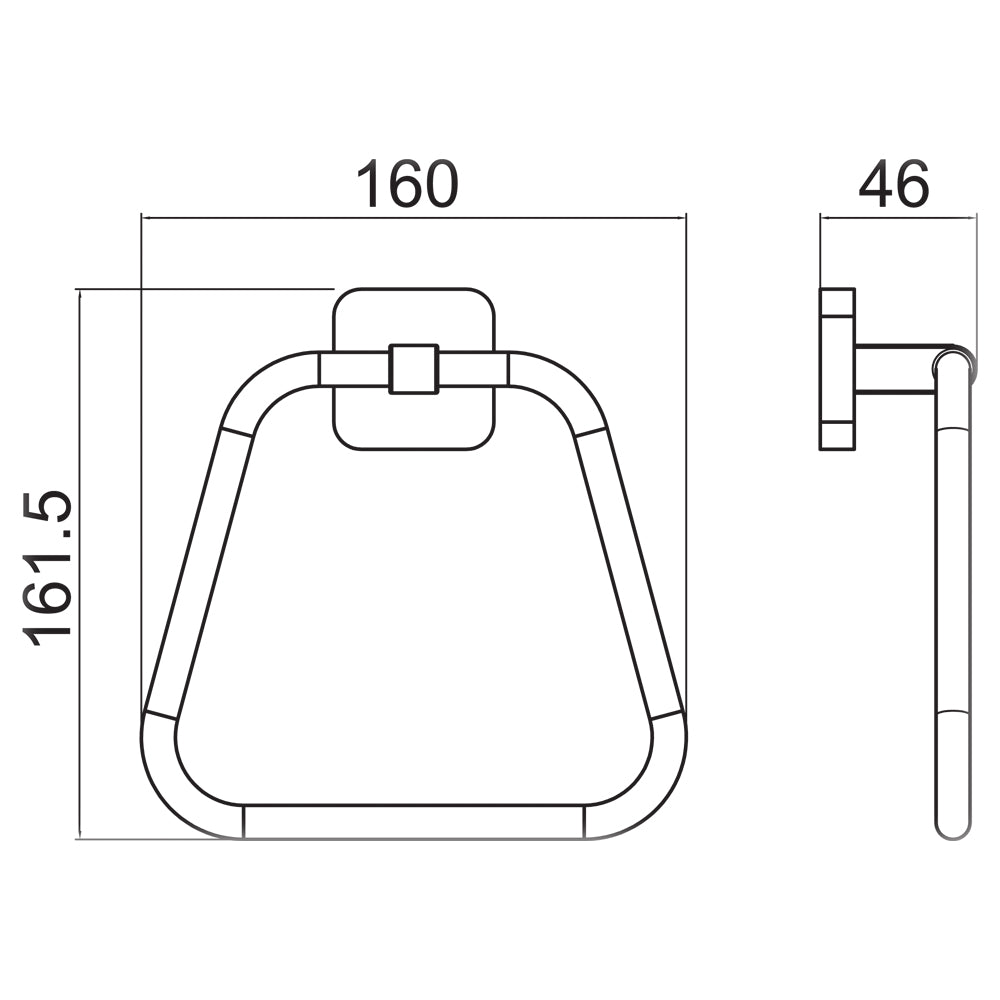Contemporary Wall Mounted Bathroom Towel Ring - Choice of Finish