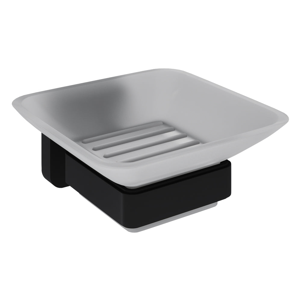 Wall Mounted Bathroom Soap Holder with Glass Dish - Choice of Finish