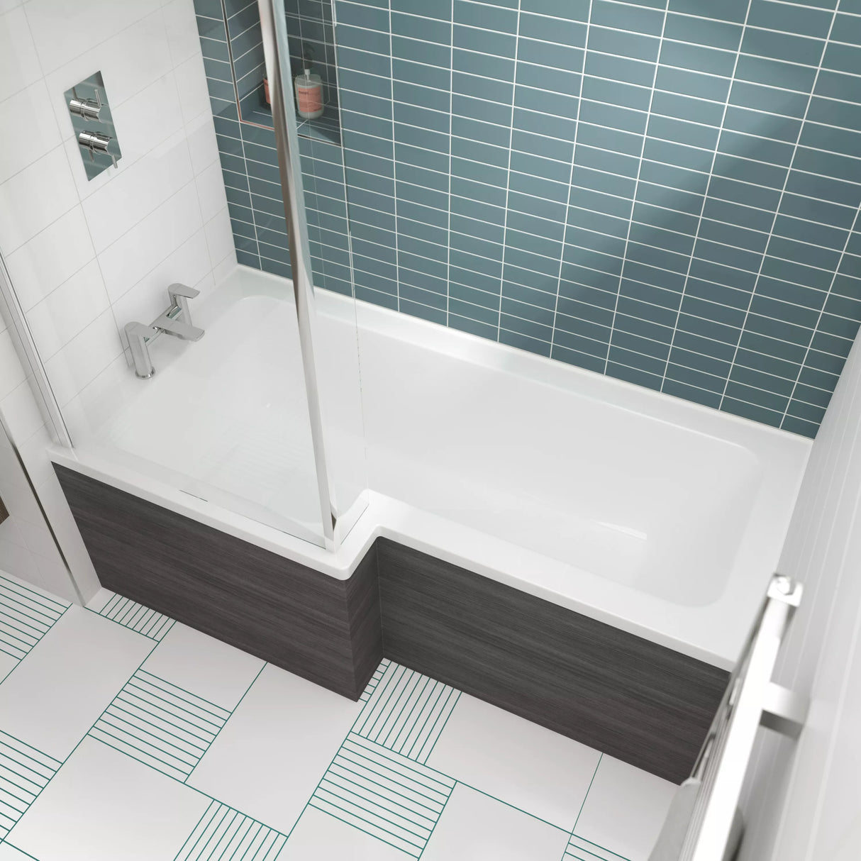 Modern Square Shower Bath - Choose Size and Left or Right Orientation