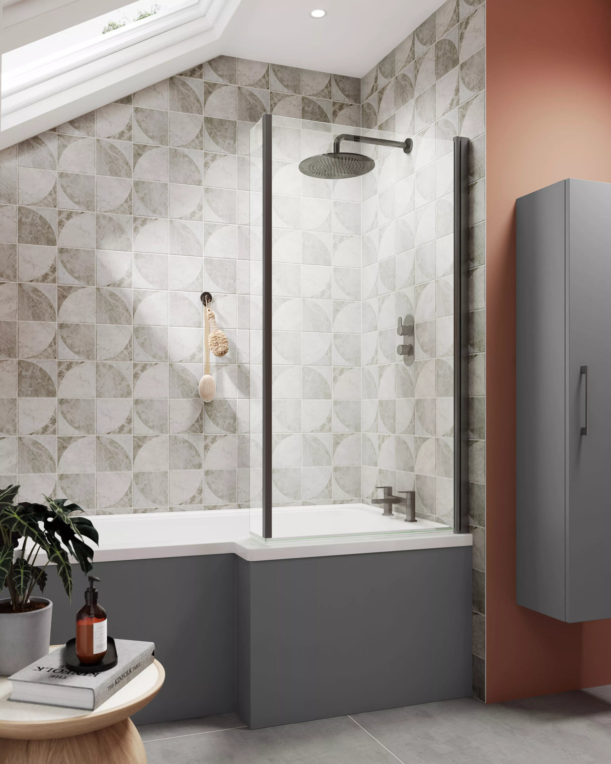 Modern Square Shower Bath - Choose Size and Left or Right Orientation