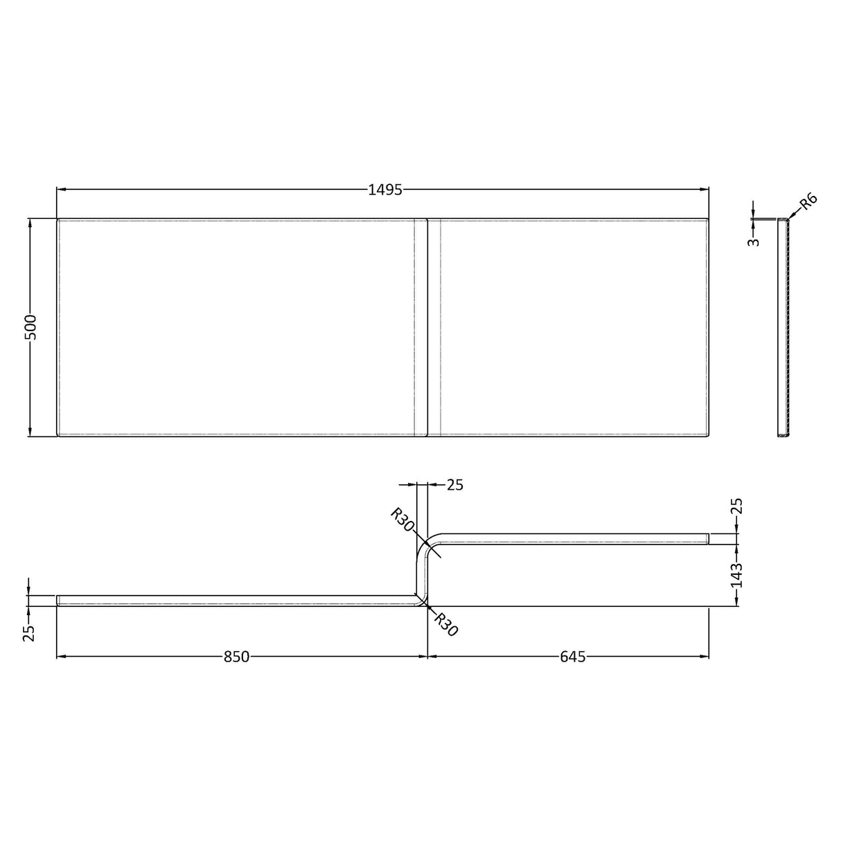 Contemporary Acrylic Bath Panel, Suitable for Standard Straight Baths - Gloss White