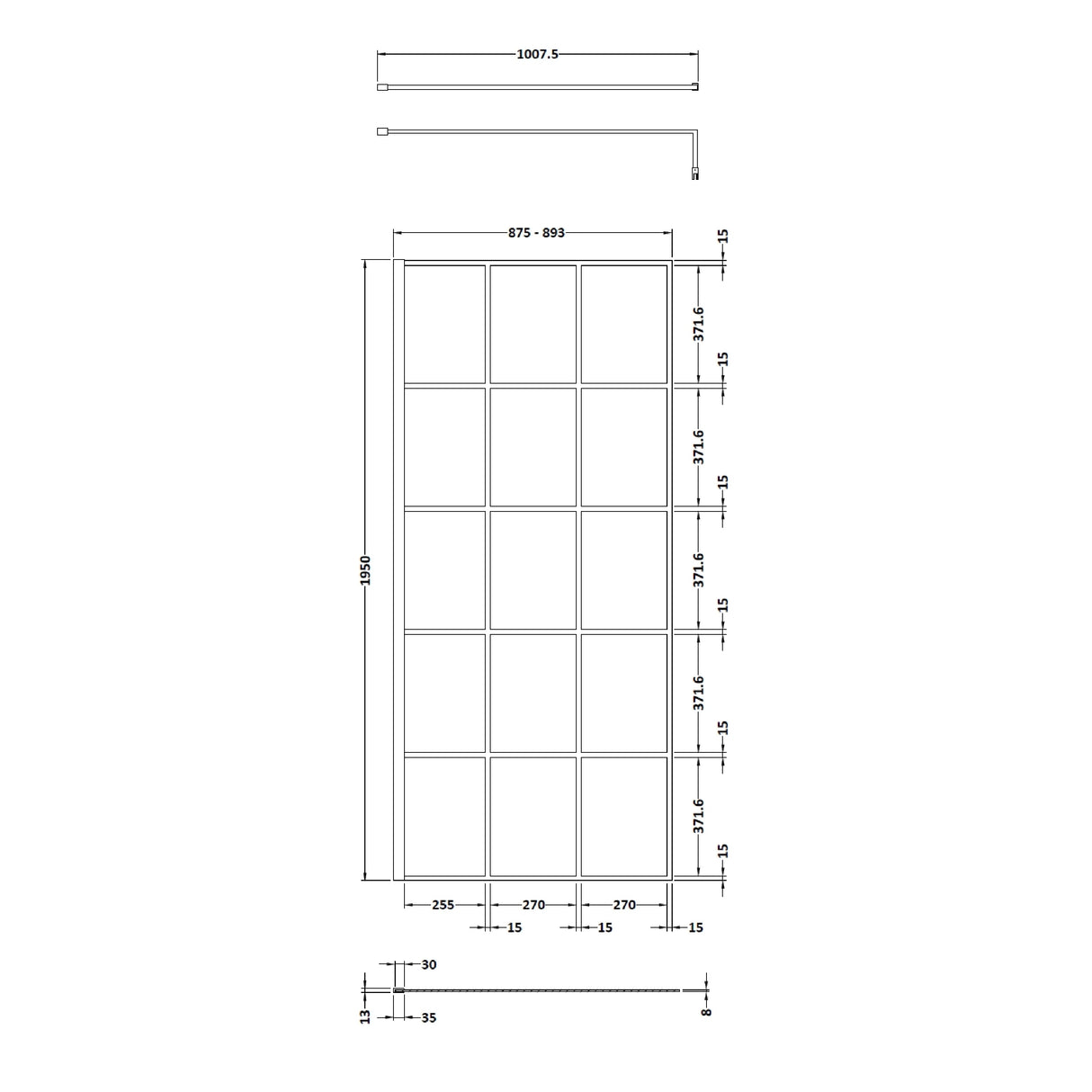 8mm Glass Walk In Wetroom Screens with Matt Black Framed Design and Shower Tray - Choice of Size