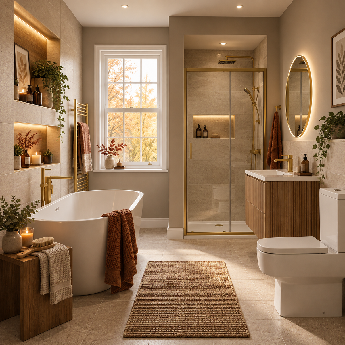 Bathroom Trends for Autumn: Warm Finishes and Cosy Spaces