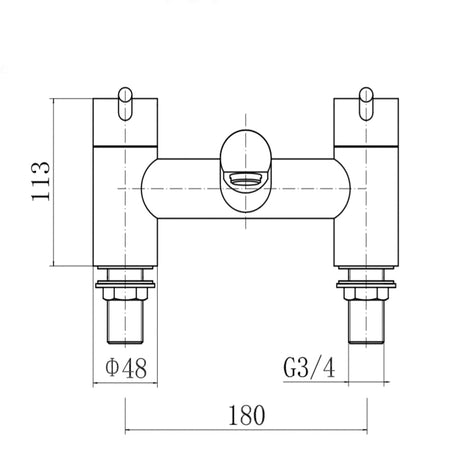 Modern Bathroom Minimalist Round Deck Mounted Bath Filler Tap - Chrome