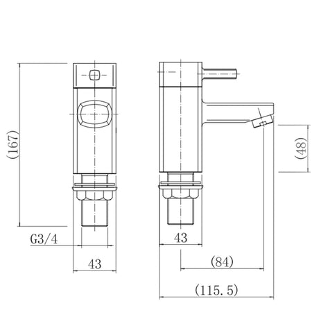 Contemporary Bathroom Square Bath Pillar Taps - Chrome