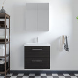 Wall Hung 2 Drawer Vanity Unit with Mid-Edge Ceramic Basin - Choice of Colour, Handle Finish and Size