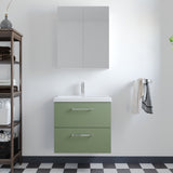 Wall Hung 2 Drawer Vanity Unit with Mid-Edge Ceramic Basin - Choice of Colour, Handle Finish and Size