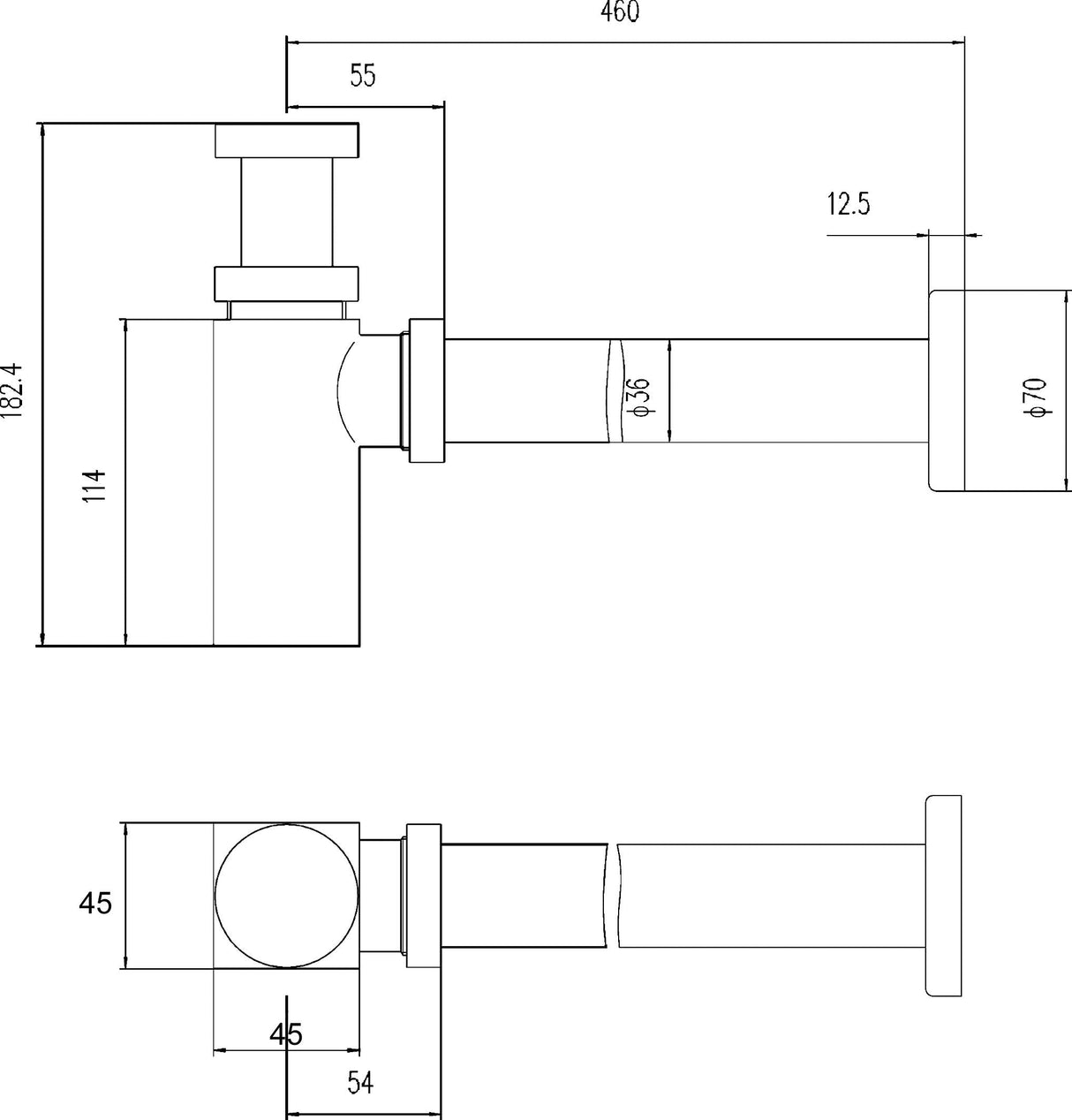 [BABT406] Square Minimalist Bottle Trap, Choice of Colour - Line Drawing