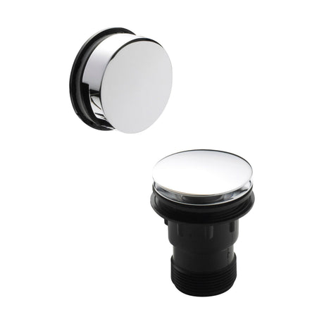 [BABW327] Contemporary Push Button Round Bath Tub Waste for Baths Up to 13mm Thick - Multiple Colours - Cutout