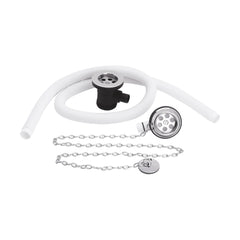 [BABW329] Extended Retainer Bath Waste with Overflow, Plug and Link Chain Waste for Baths up to 20mm Thick - Chrome - Cutout