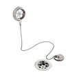 [BABW347] Balterley Round Bath Waste with Overflow, Brass Plug and Ball Chain, for Baths up to 20mm - Chrome - Cutout