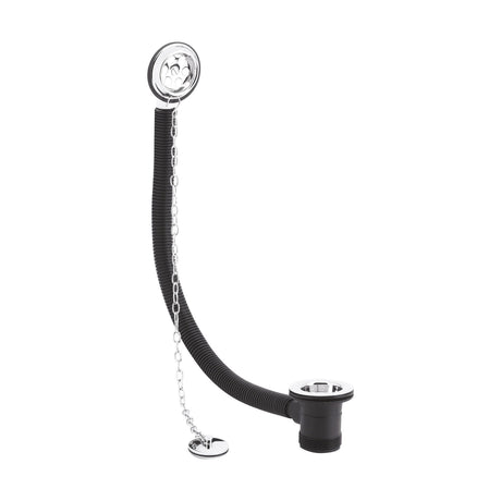 [BABW348] Balterley Round Bath Waste with Overflow, Brass Plug and Link Chain, for Baths up to 20mm - Chrome - Cutout