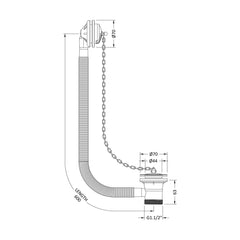 [BABW384] Classic Concealed Bath Waste - Technical Drawing
