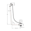 [BABW385] Traditional Exposed Bath Waste with Overflow, Suitable for Baths up to 20mm Thick, 465 x 70 x 220mm - Chrome - Technical Drawing