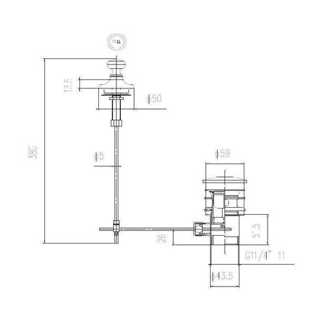 [BABW413] Pull Up Waste Black - Technical Drawing