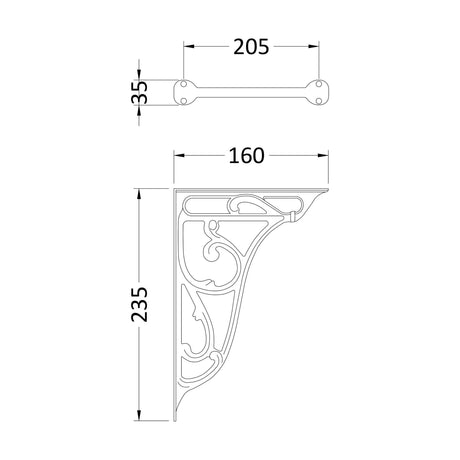 Balterley Traditional Ceramic Accessories Ornate Cistern Brackets - Chrome