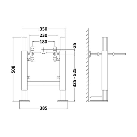 [BACCWHF] Ceramic Accessories Standard Wall Frame (For use with Wall Hung Toilet Pans) - Technical Drawing