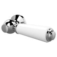 [BACL370] Traditional WC Toilet Lever Ceramic Handle - White/Chrome - Cutout