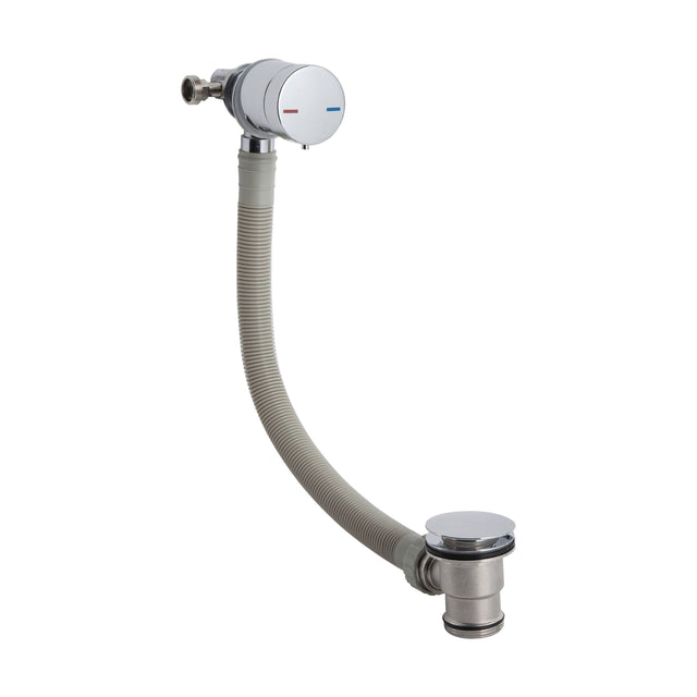 [BAFF301] Balterley Contemporary Round Bath Filler with Overflow & Waste Built-In Temperature Control, 550mm x 65mm - Chrome Finish - Cutout