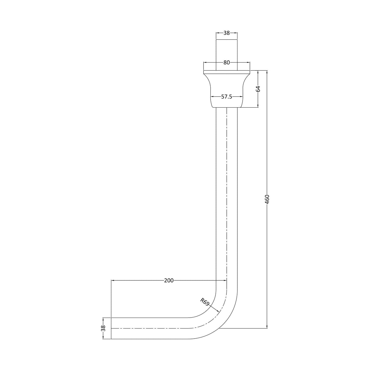 [BAFP302] Balterley Traditional Low Level Flush Pipe Pack - Chrome - Technical Drawing
