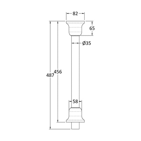 [BAFP304] Mid-Level Straight Flush Pipe - Technical Drawing