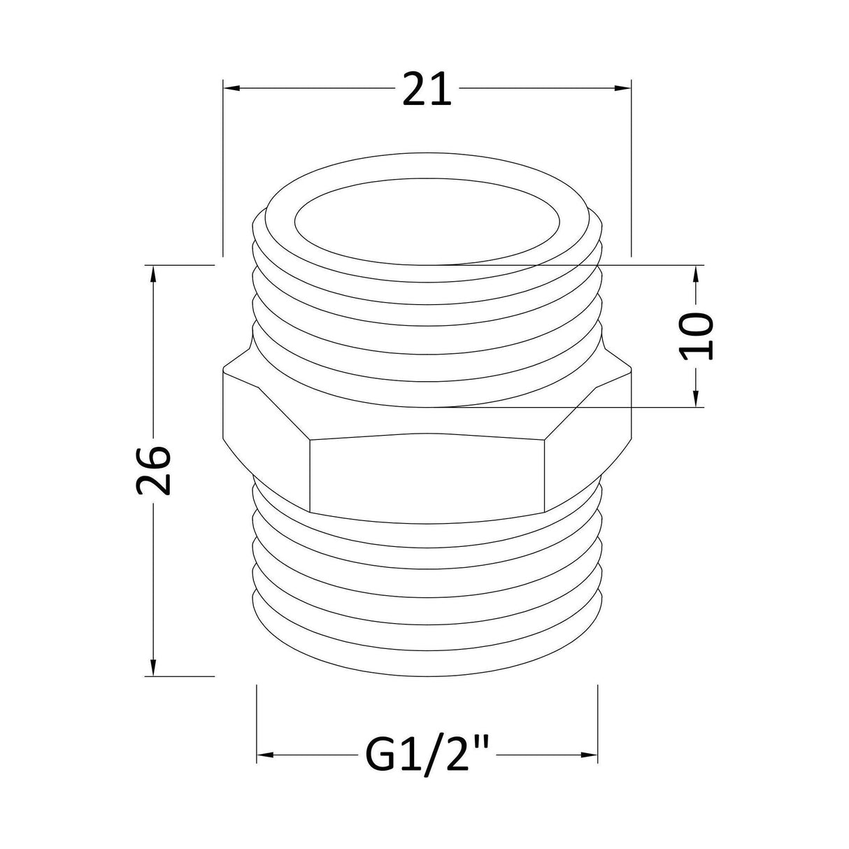 [BAFR005] Modern Bathroom Suitable with Mono Basin Fittings, 25mm x 20mm, Chrome - Technical Drawing