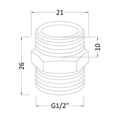 [BAFR005] Modern Bathroom Suitable with Mono Basin Fittings, 25mm x 20mm, Chrome - Technical Drawing