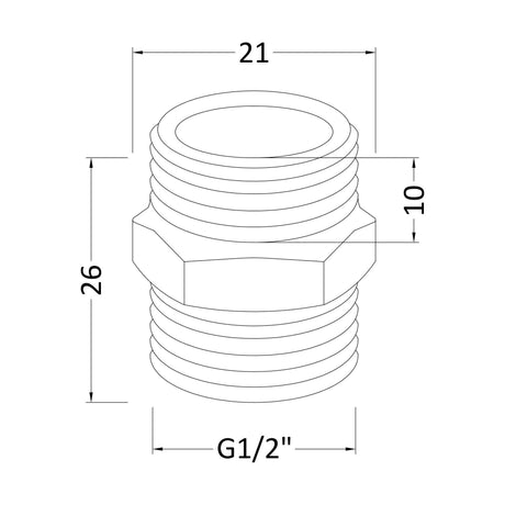 [BAFR005] Modern Bathroom Suitable with Mono Basin Fittings, 25mm x 20mm, Chrome - Technical Drawing