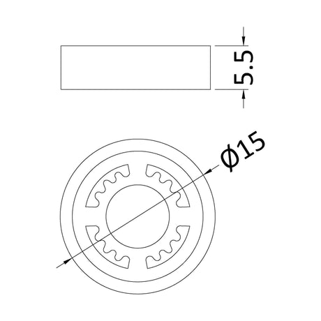 [BAFR201] Modern Bathroom Suitable for Basin Pillar Taps, 5mm x 15mm, Chrome - Technical Drawing