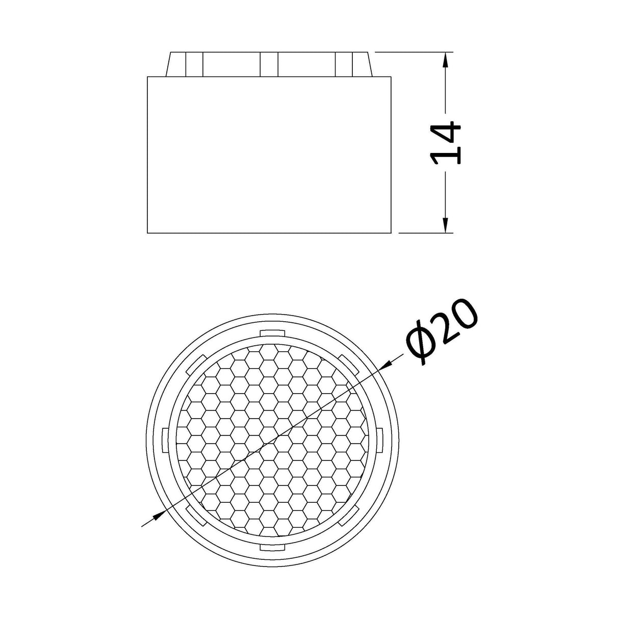 [BAFR203] Modern Bathroom Waste Compatible with Traditional Style Mono Basin Fittings, 14mm x 20mm, Chrome Finish by Balterley - Technical Drawing