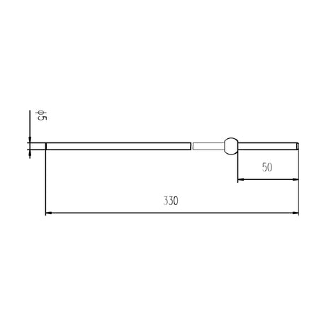 [BAHR301] Balterley Traditional Extended Horizontal Rod 330mm x 5mm - Chrome - Technical Drawing