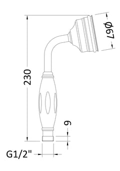 [BAHS7150G] Traditional Large Shower Handset - Choice of Colour - Technical Drawing