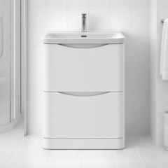 [BAL101B] Dunwood Floor Standing 2 Drawer Vanity Unit with Thin Edge Basin - Choice of Colour and Size - Silo