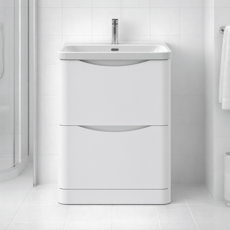 [BAL101B] Dunwood Floor Standing 2 Drawer Vanity Unit with Thin Edge Basin - Choice of Colour and Size - Silo