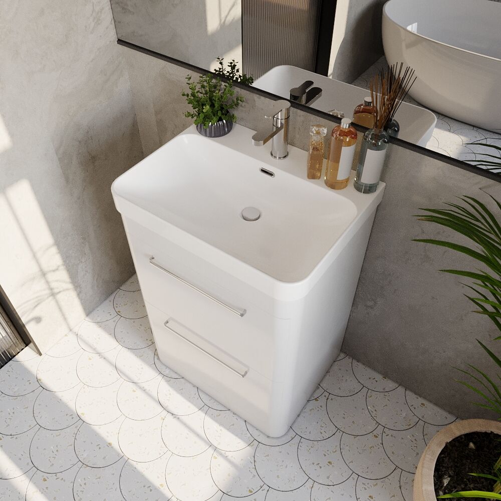 [BAL101C] Croxden Modern Floor Standing Vanity Basin Unit with Soft Close Drawers - 600mm or 800mm - Lifestyle 2