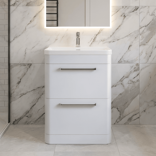 [BAL101C] Croxden Modern Floor Standing Vanity Basin Unit with Soft Close Drawers - 600mm or 800mm - Silo