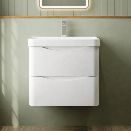 [BAL102B] Dunwood Contemporary Wall Hung 2 Drawer Vanity Basin Unit, Choice of Size and Colour - Silo