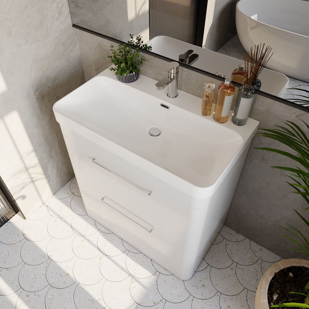 [BAL103C] Croxden Modern Floor Standing Vanity Basin Unit with Soft Close Drawers - 600mm or 800mm - Lifestyle 2