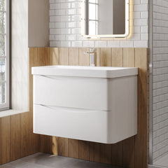 [BAL104B] Dunwood Contemporary Wall Hung 2 Drawer Vanity Basin Unit, Choice of Size and Colour - Lifestyle 3