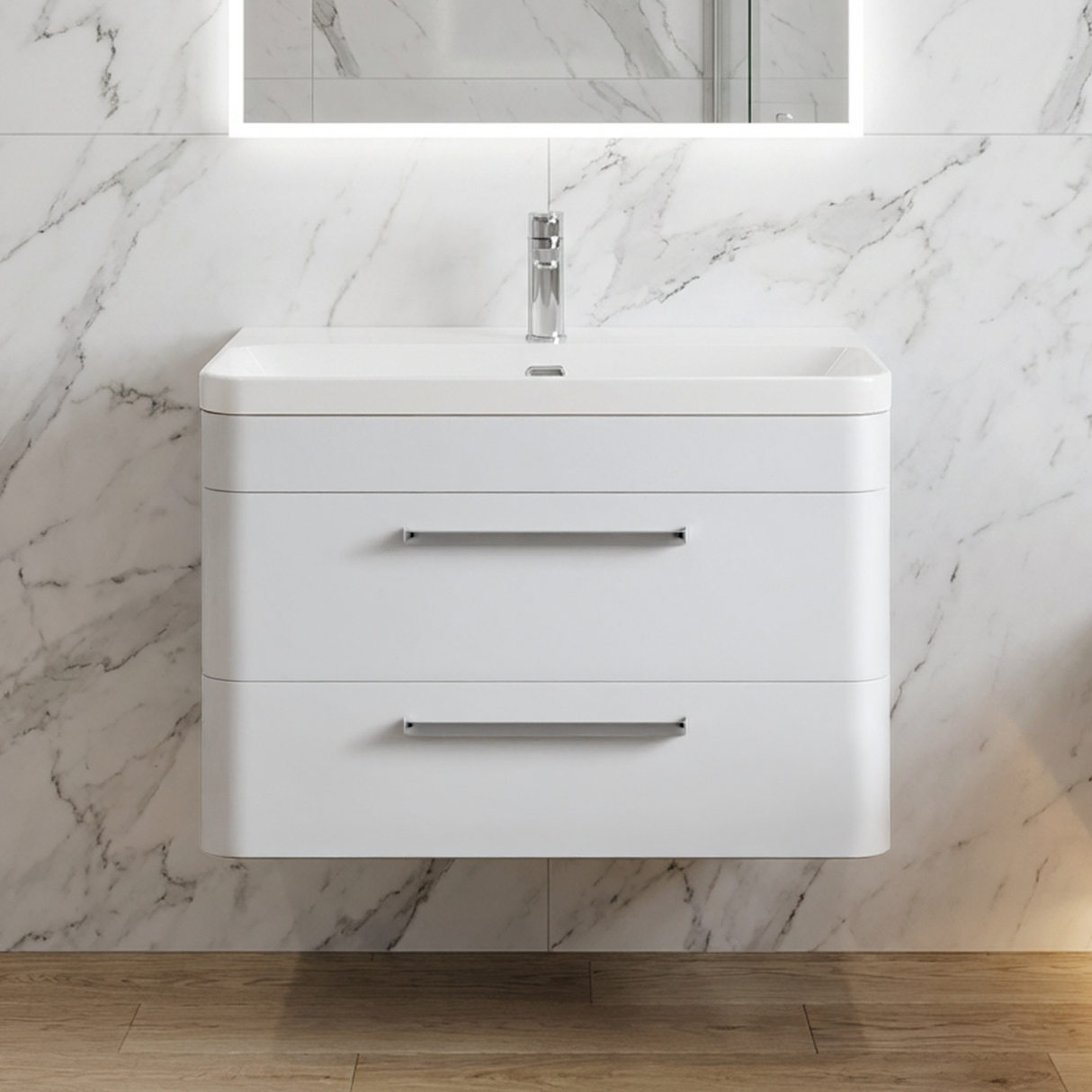 Croxden Modern Wall Hung Vanity Basin Unit with Soft Close Drawers - 600mm or 800mm