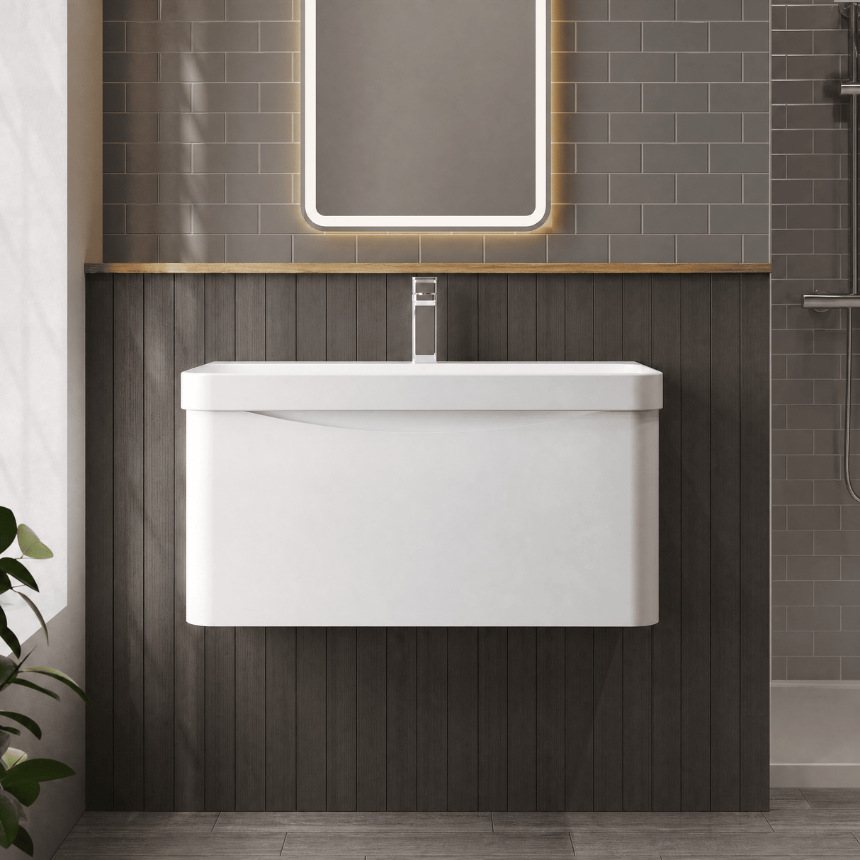 [BAL106B] Dunwood Contemporary 1 Drawer Vanity Basin Unit, Choice of Size and Colour - Lifestyle 1