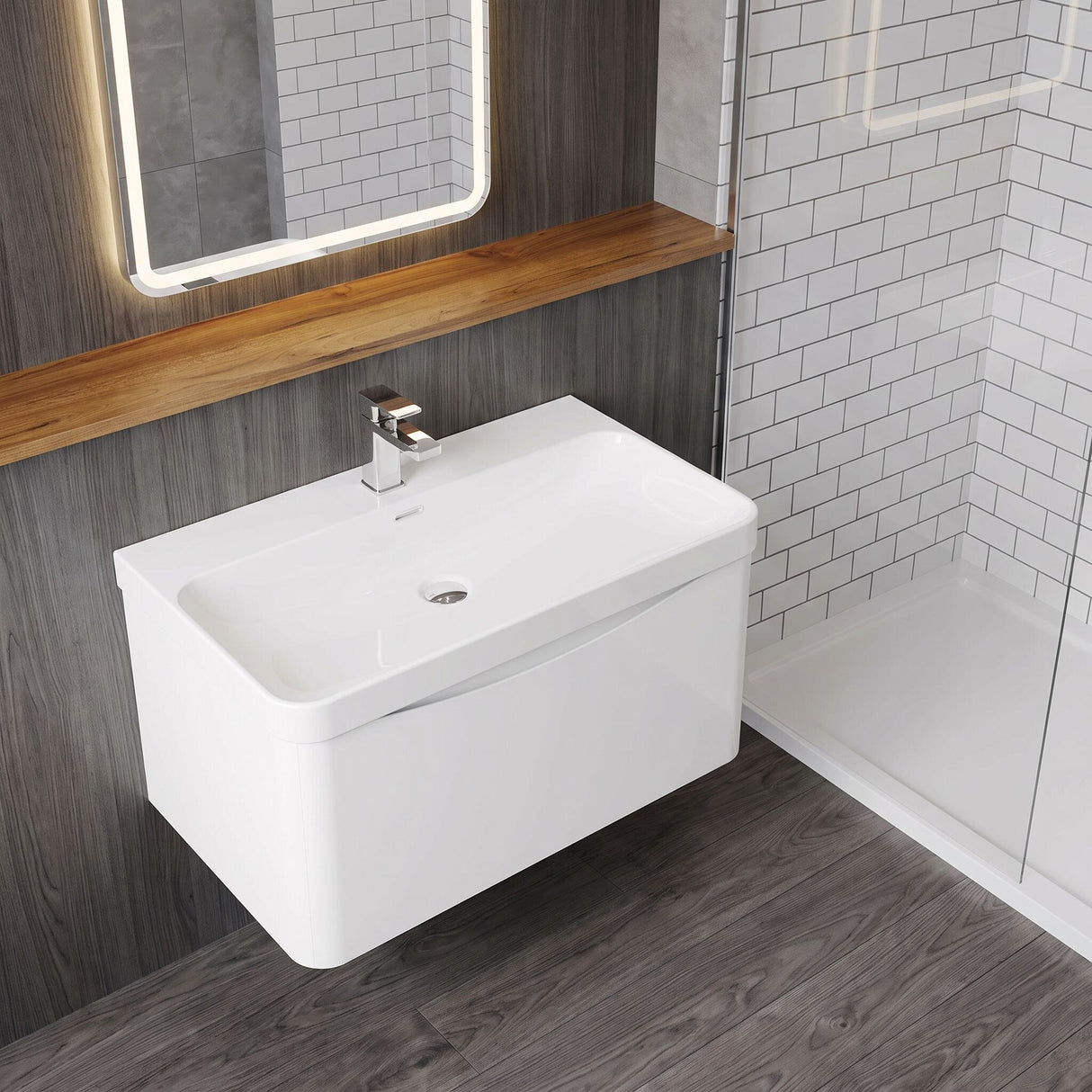 [BAL106B] Dunwood Contemporary 1 Drawer Vanity Basin Unit, Choice of Size and Colour - Lifestyle 2